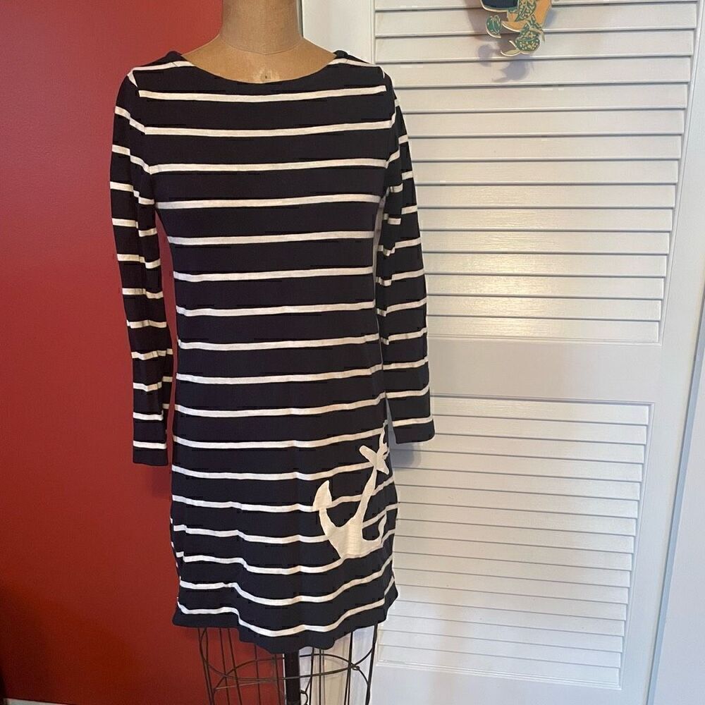 J CREW | stretchy striped long sleeve nautical dress XXS